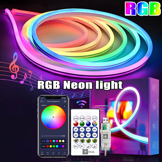 5V RGB Neon Strip Light 1M 2M 3M 5M USB Waterproof Flexible Ribbon Tape Neon