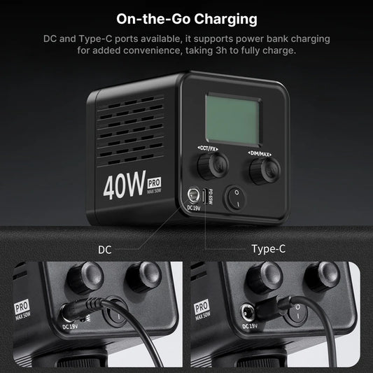 Ulanzi L023 40W Pro Video Light Bi-color COB Light Mini Bowens Mount Video Light