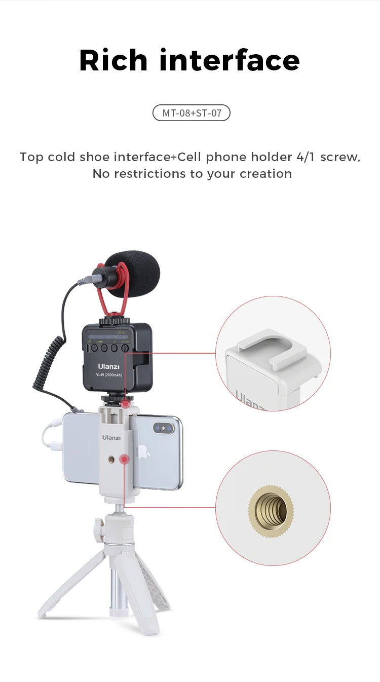 Ulanzi MT-08 Mini Tripod White Color Foldable Tripod Monopod