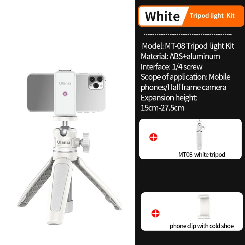 Ulanzi MT-08 Mini Tripod White Color Foldable Tripod Monopod
