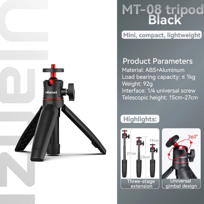 Ulanzi MT-08 Mini Tripod White Color Foldable Tripod Monopod