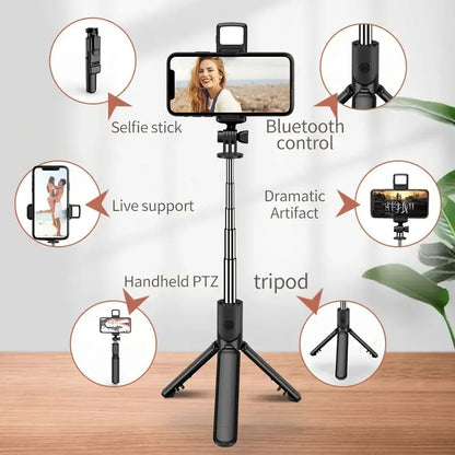 All In One Expandable Portable IPhone Tripod Selfie Stick Selfie Stick With Remote